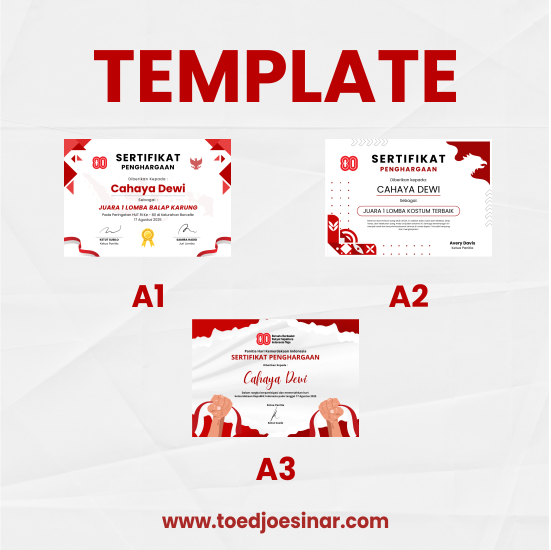 Paket Sertifikat + Frame Bingkai Pemenang Lomba 17 Agustus | Spesial Kemerdekaan Indonesia