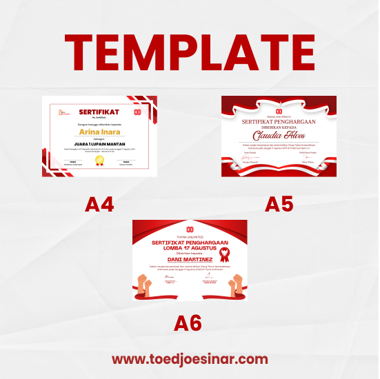 Paket Sertifikat + Frame Bingkai Pemenang Lomba 17 Agustus | Spesial Kemerdekaan Indonesia