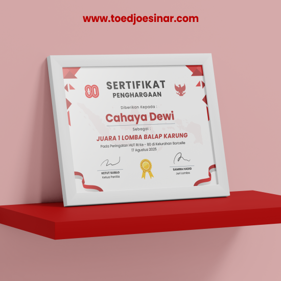 Paket Sertifikat + Frame Pemenang Lomba 17 Agustus